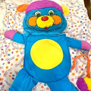 Vintage Popples Plush Sleeping Bag Toy Blue Character Stuffed Animal Retro 80s - Picture 1 of 15