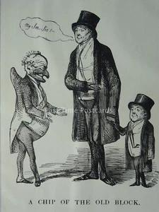 A CHIP OF THE OLD BLOCK Original 1849 Victorian Cartoon - Picture 1 of 2