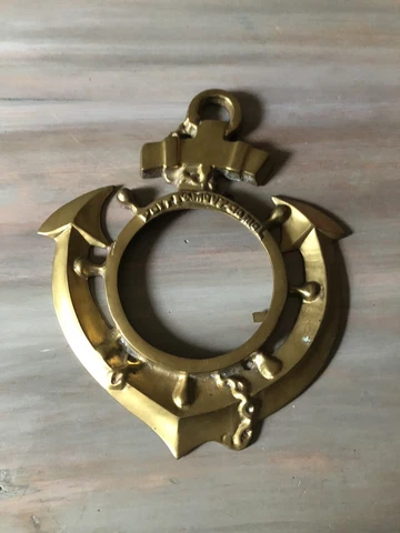 VNTG Solid BRASS Nautical Hanging Wall Mirror Anchor Ship Naval Decor 11” Cover