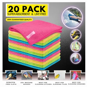 20 pack Microfibre Cleaning Cloth 30x30cm- Kitchen, Cars, Mirrors, Furniture - Picture 1 of 7