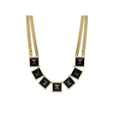 NEW MICHAEL KORS GOLD TONE,GLAM ROCK BLACK PYRAMID COLLAR,CHAIN NECKLACE,MKJ2983 - Image 1 of 4