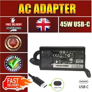 Delta Fits For Acer Chromebook 314 C933T-P8SM (2021) 45W USB-C Type-C Adapter - Picture 1 of 6
