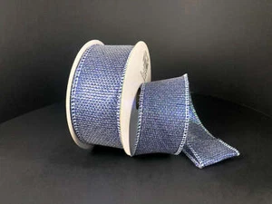 Cinta iridiscente azul metálico Galaxy, cinta con cable, rollo de 1,5" de ancho x 10 yardas - Imagen 1 de 1