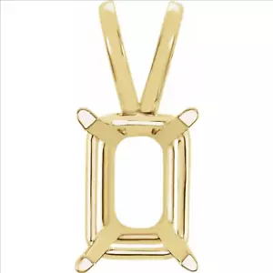 Cesta de oro amarillo 10k de 6 mm x 8 mm corte esmeralda de 4 clavijas colgante montaje EE. UU. - Imagen 1 de 2
