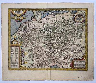 CENTRAL EUROPE GERMANY 1624 ABRAHAM ORTELIUS LARGE NICE ANTIQUE MAP 17TH CENTURY - Image 1 of 4