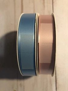 NEW Floral Satin Craft Ribbon 16mm BLUE & PINK Weather Resistant 50 Yds ea. 5/8" - Picture 1 of 6