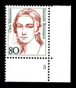 BUND Frauen 80 Pf** postfrisch, Mi. 1305, Eckrand u.r. Formnummer 3 - Picture 1 of 1