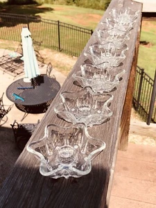 Vintage Star Shaped Clear Glass Taper Candle Holders Wedding Party Lot Of 7 Rare - Picture 1 of 7