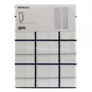 IKEA ROSALILL Gardine Gardinenpaar in blau weiß 145x300cm Vorhang Gardinenschals - Bild 1 von 2