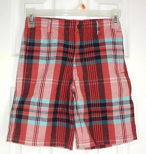 Boys' Crazy 8 Shorts 6 Plaid Red Blue White 100% Cotton Everyday Multi-Color - Picture 1 of 2