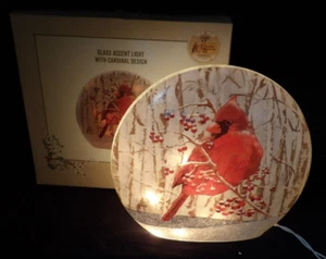 Cracker Barrel Glass Accent Light w/Cardinal Design 9" Tall x 10" Wide w/Box - Picture 1 of 3