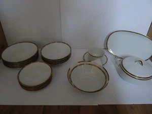 Hutschenreuther Arzberg Speiseservice Weiß mit Goldrand für 6 Personen  23 Teile - Bild 1 von 20