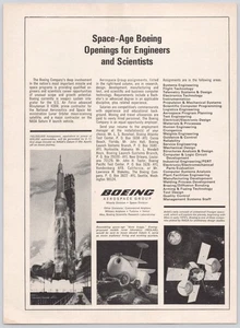 Anuncio impreso de reclutamiento de ingenieros de la era espacial de colección Boeing 1965 Apollo Moon - Imagen 1 de 1