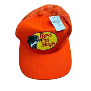 NEW Bass Pro Shops Orange Fishing Truckers Adjustable Hat Cap - Picture 1 of 3