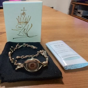 Salvador Dali Eye of Time Watch Gold Wristwatch with Box, Warranty - Picture 1 of 6