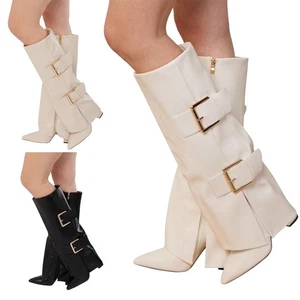 Botas largas hasta la rodilla para mujer con detalle de rayas hasta la rodilla - Imagen 1 de 13