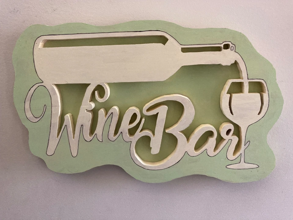 LETRERO DE BAR DE VINOS BLANCO DECORACIÓN PARED PERGAMINO MADERA Foto 1 de 3