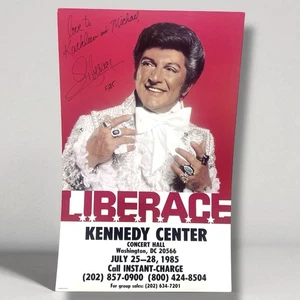1985 Liberace Signed Window Card Poster Kennedy Center Washington DC Theatre - Picture 1 of 5