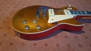 Harley Benton 450 P90 Goldtop Singlecut E-Gitarre Rückseite Rot kaum benutzt - Bild 1 von 11