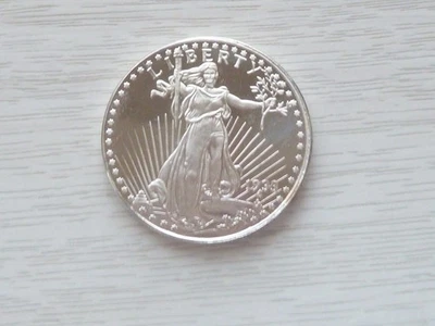 SAINT GAUDINS (1933) REDONDO DE PLATA FINA .999 1 OZ Foto 1 de 2