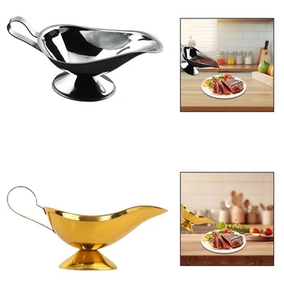 Barca sugo in acciaio inossidabile con ristorante per manico per insalata di - Immagine 1 di 2