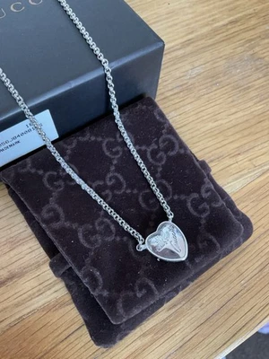 Genuine Gucci Heart Necklace Sterling Silver With Box Pouch - Image 1 of 4