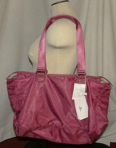 Izod LACOSTE Dusty Rose PINK Nylon TOTE Bag LARGE Zip Purse Croc in the City NWT - Picture 1 of 9