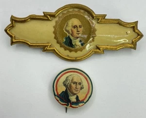 WHITEHEAD & HOAG CO. CELLULIOD 2 PINS PRESIDENTIAL GEORGE WASHINGTON (I1471)  - Bild 1 von 7
