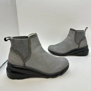 Jambu Ember Leather Wedge Ankle Boot Women 7.5 M Gunmetal Pull On - Picture 1 of 9