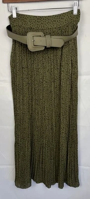 Saia plissada feminina Zara Midi estampa de animais com cinto, tamanho pequeno, nova com etiquetas - Imagem 1 de 4