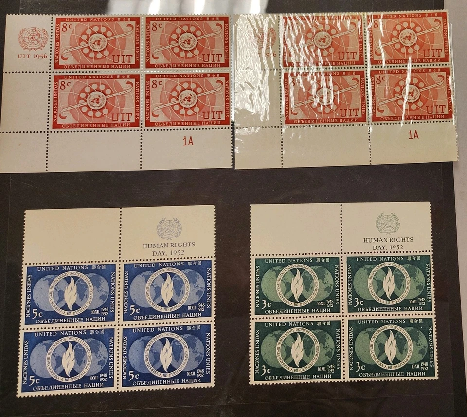 4 bloques Naciones Unidas 1956 y 1952  Foto 1 de 1
