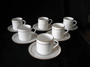 Royal Worcester Contessa 6 x Coffee Cups / Cans & Saucers Set White & Gold 1982 - Picture 1 of 5