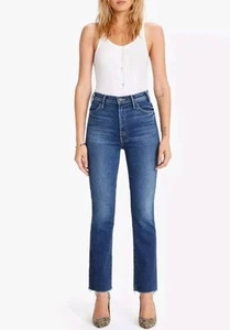 Mother Jeans Sz 28 The Hustler Ankle Fray Blue Night Clubbing Wash Stretch Denim - Picture 1 of 15