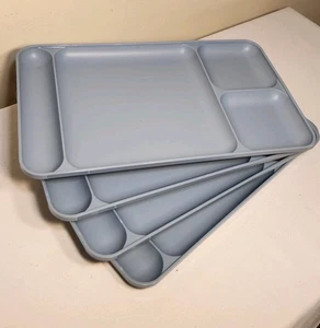 Four Vintage Blue Tupperware Divided Food Trays #1535 Dining Food Lunch Trays  - Picture 1 of 8
