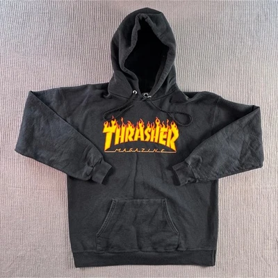 Мужской пуловер толстовка с капюшоном Thrasher Magazine Flame Logo Цвет черный Размер Medium - Изображение 1 из 4