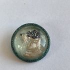 Glass Dog Button Metal Shank Tarnished 1/2”