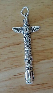 17x40mm Sterlingsilber Indischer Eskimo Totempfahl 4,6g Charm - Bild 1 von 4