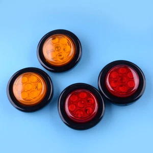 4x 2" 12V Car Trailer Truck LED Round Side Marker Clearance Light Lamp Amber Red - Bild 1 von 7