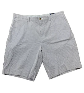Polo Ralph Lauren Seersucker pantaloncino uomo 36 blu bianco righe elasticizzato 9" spiaggia - Foto 1 di 5