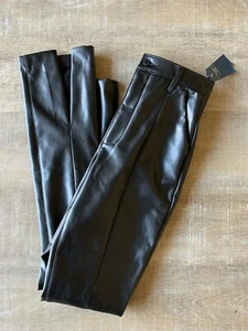 Pantalones ajustados de tiro ultra alto Abercrombie & Fitch para mujer 26L imitación cuero NUEVO - Imagen 1 de 14