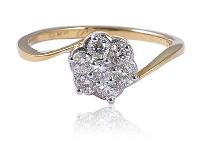 Pave 1/2 Carats Ronde Brillante Naturel Diamants Fiançailles Bague 18K Or jaune - Photo 1/4