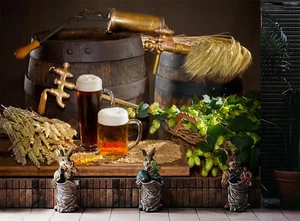 3D Old Style Beer 3665 Wall Paper Murals Wall Print Wall Wallpaper Mural AU Kyra - Picture 1 of 6