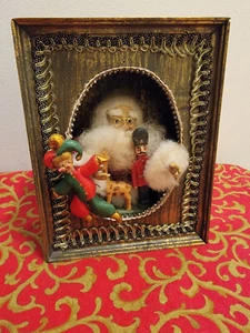 Vintage Santa Music Box Wall-Frame Hanging 7" x 5.5" x 2.5" - Picture 1 of 6