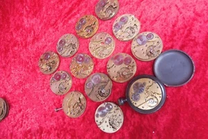 Movimenti orologi da tasca, 14 vecchi, movimenti meccanici - Foto 1 di 10