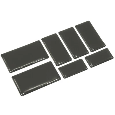 EJ PARTS Set of 7 Dark Grey Square Blank Stickers Decal Gloss Domed Resin Self Adhesive