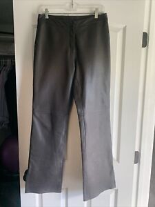 Cache Womens Brown Leather Pants Size 8 Lined Flared Leg