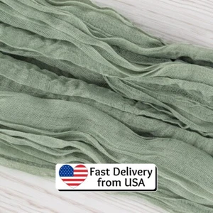 Sage Green Cheesecloth Rustic Table Runner Gauze 10 FT Boho Cheese Cloth - Picture 1 of 8