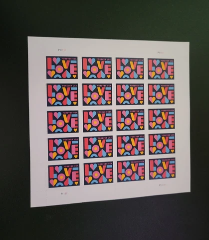 Love Colorblock Book of 20 Forever First Class Postage 1 Booklet (20 Stamps) MNH Cover
