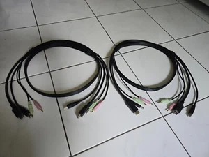 2x Startech 6FT 4-IN-1 USB Displayport KVM Switch Cable with Audio & Microphone - Picture 1 of 5