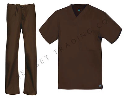 Maevn Unisex Chocolate Conjunto Exfoliante Un Bolsillo Top Pantalones con Cordón 2XS a 2XL Foto 1 de 3